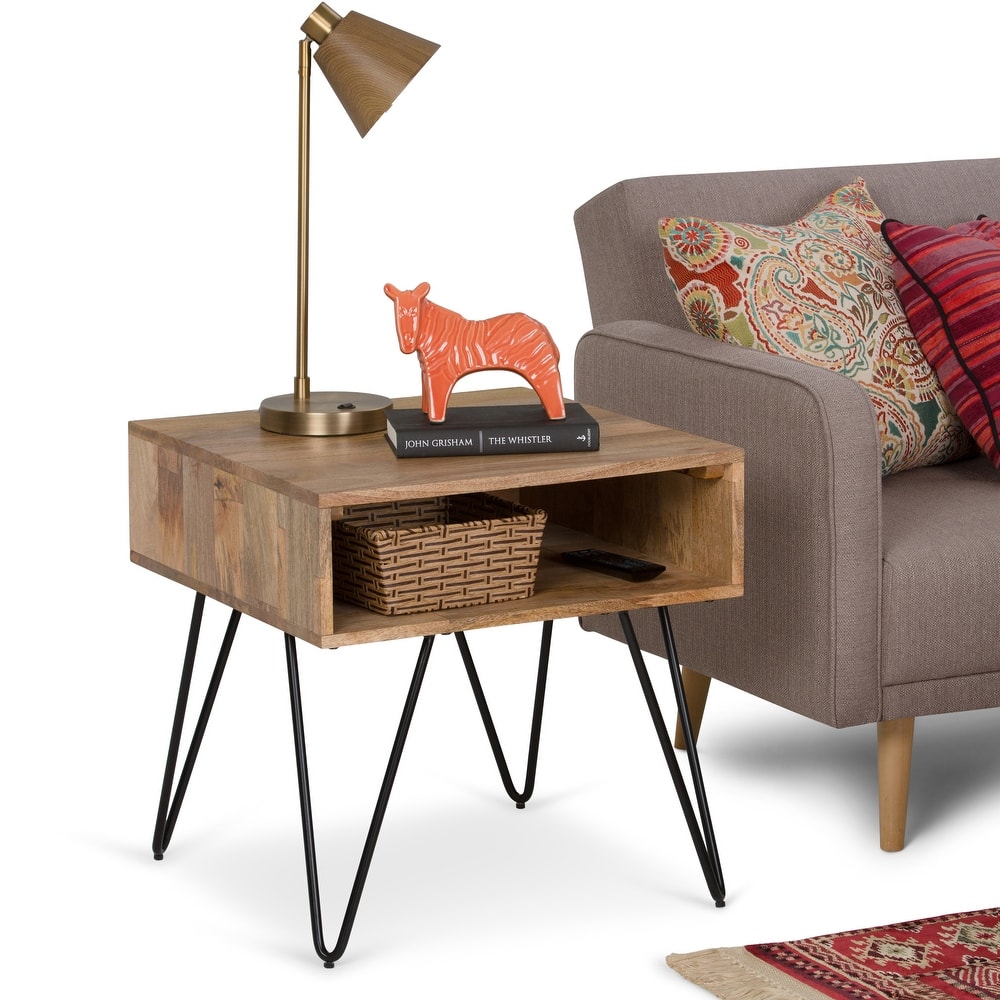 WYNDENHALL Moreno SOLID MANGO WOOD and Metal 22 inch Wide Square Industrial End Side Table - 22 W x 22 D x 23 H