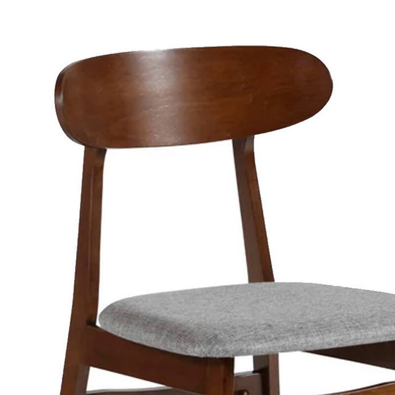 Brown/Gray Fabric Upholstered Wood Frame Dining Chair, Set of 2, Sturdy Dining Chair for Dining Rooms - 17.5