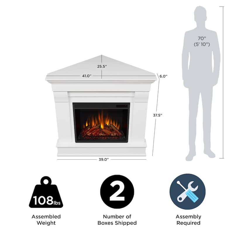 Chateau White Electric Corner Fireplace by Real Flame - 41"