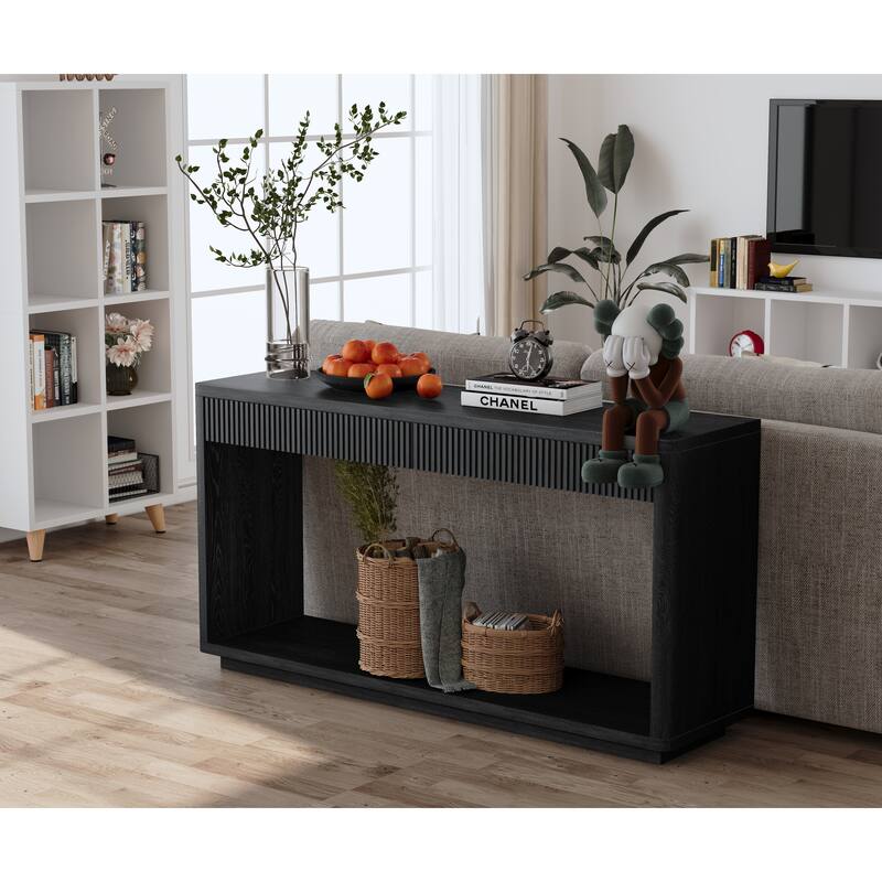 GDF Studio - Calvera 60 Inch Modern 2-Drawer Fluted Console Table