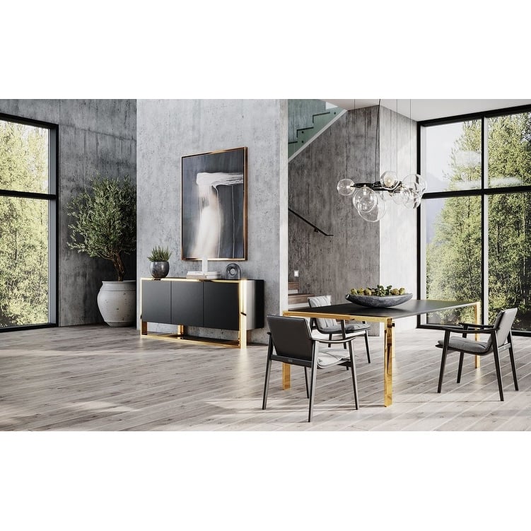 Modrest Fauna Modern Wenge and Brass Dining Table