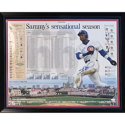 Sammy Sosa Autographed Chicago Cubs 1998 66 Home Run Signed Baseball Framed 22x28 Photo Poster JSA COA - 8'6" x 11'6"