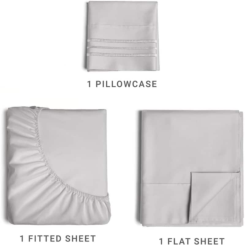 CGK Linens 4 Piece Solid Deep Pockets Microfiber, Easy-Fit Bed Sheet Set