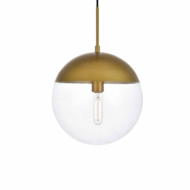 Elegant Lighting Eclipse Single Light 12" Wide Pendant with Clear - Brass