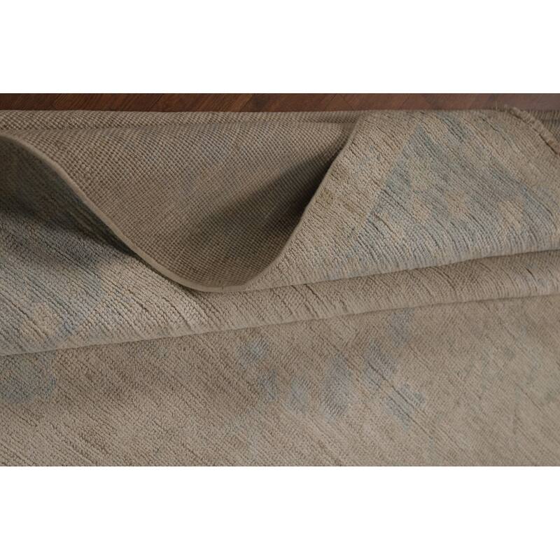 Hand Knotted Oriental 100% Wool Carpet Transitional All-Over Beige & Ivories Oushak Area Rug - 8' 10'' X 5' 10''