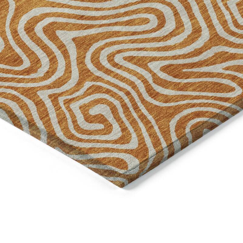 Machine Washable Indoor/ Outdoor Modern Trance Chantille Rug
