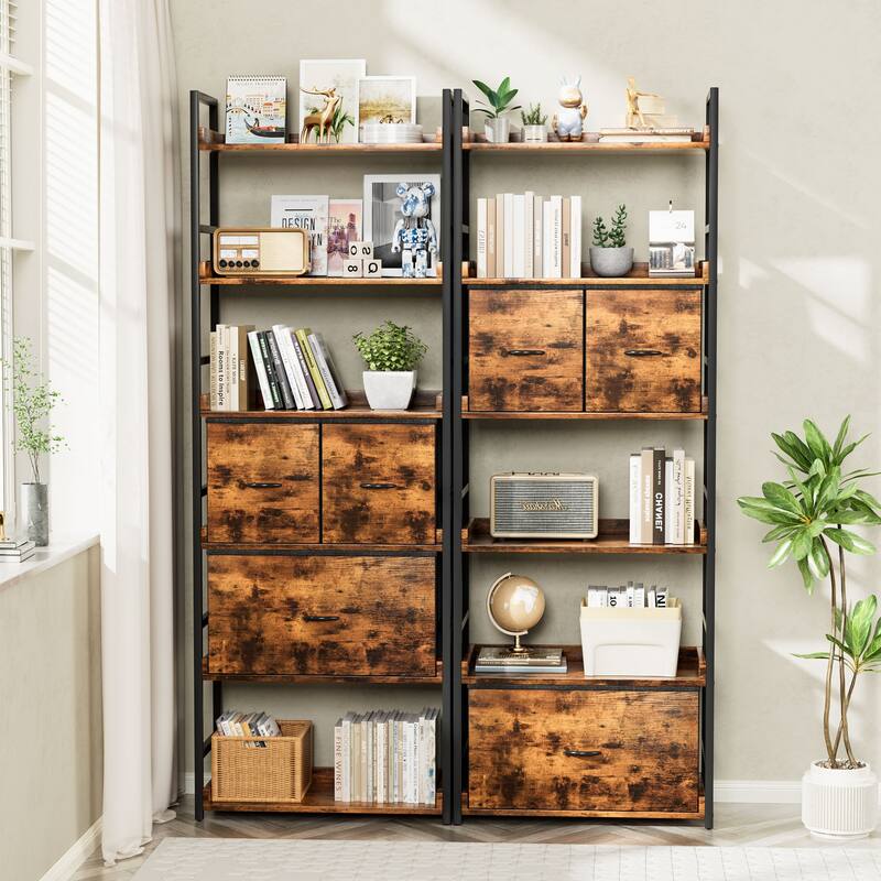 Furniwell 6 Tier Ladder Bookshelf,Metal Frame,Storage Organizer
