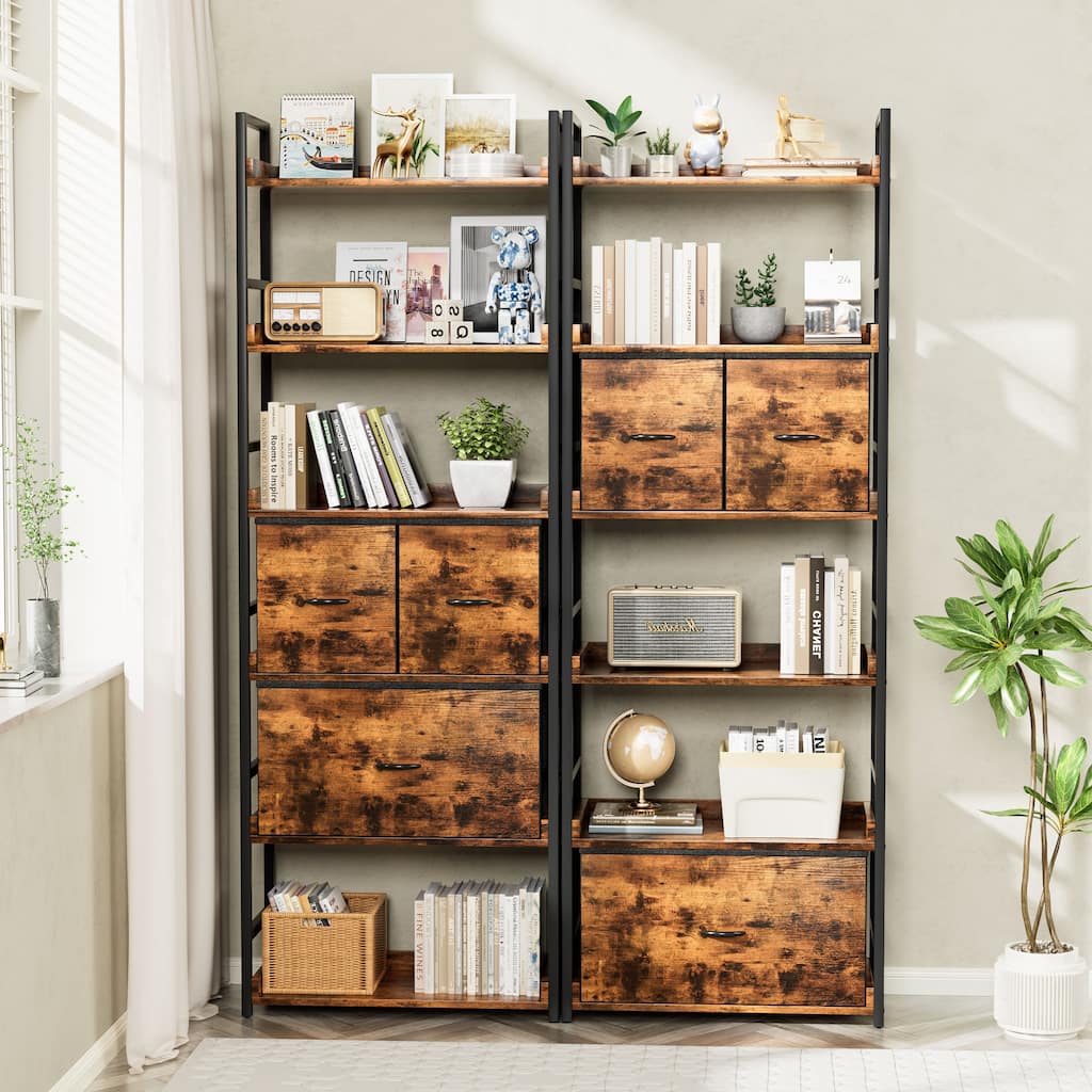 Furniwell 6 Tier Ladder Bookshelf,Metal Frame,Storage Organizer