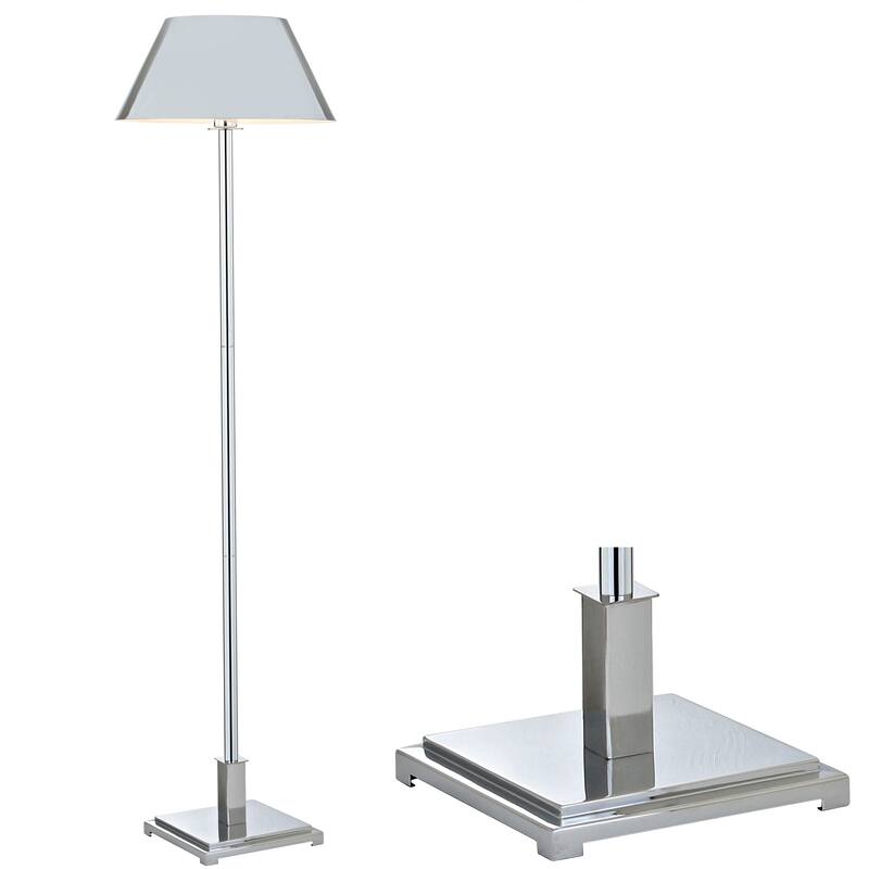 Odette 60" Metal LED Floor Lamp, Brushed Brass by JONATHAN Y - 60" H x 15.75" W x 15.75" D - Chrome