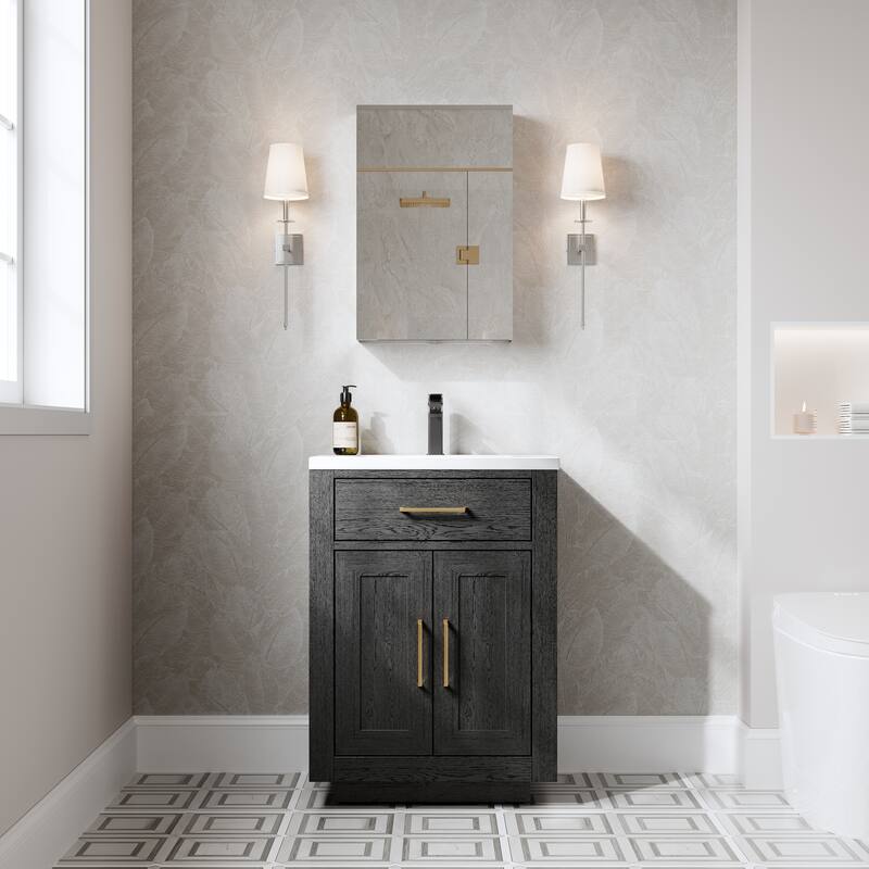 Recessed or Surface Wall Mount Bathroom Medicine Cabinet With Adjustable Glass Shelves