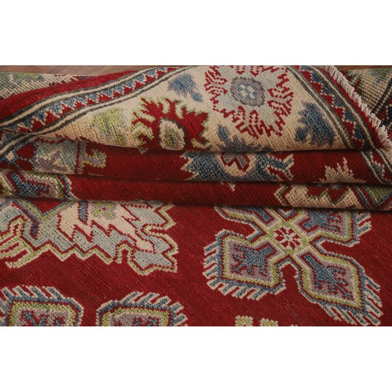 Red Kazak Area Rug Hand-Knotted Traditional Wool Carpet - 5'1" x 6'5"