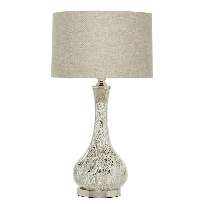 Glass Room Table Lamp with Faux Mercury Glass Finish - Silver - Roche River Decor - Silver
