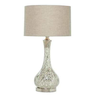 Glass Room Table Lamp with Faux Mercury Glass Finish - Silver - Roche River Decor