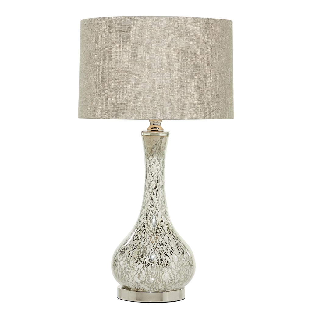 Glass Room Table Lamp with Faux Mercury Glass Finish - Silver - Roche River Decor