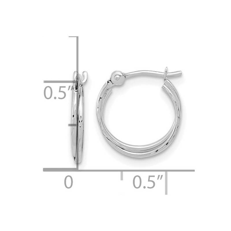 Curata 14k Yellow or White Gold Simple Faceted Polished Double Hoop Earrings 12.9x1.7mm