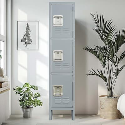 3-Door 66"H Metal Storage Locker Cabinet With Lock