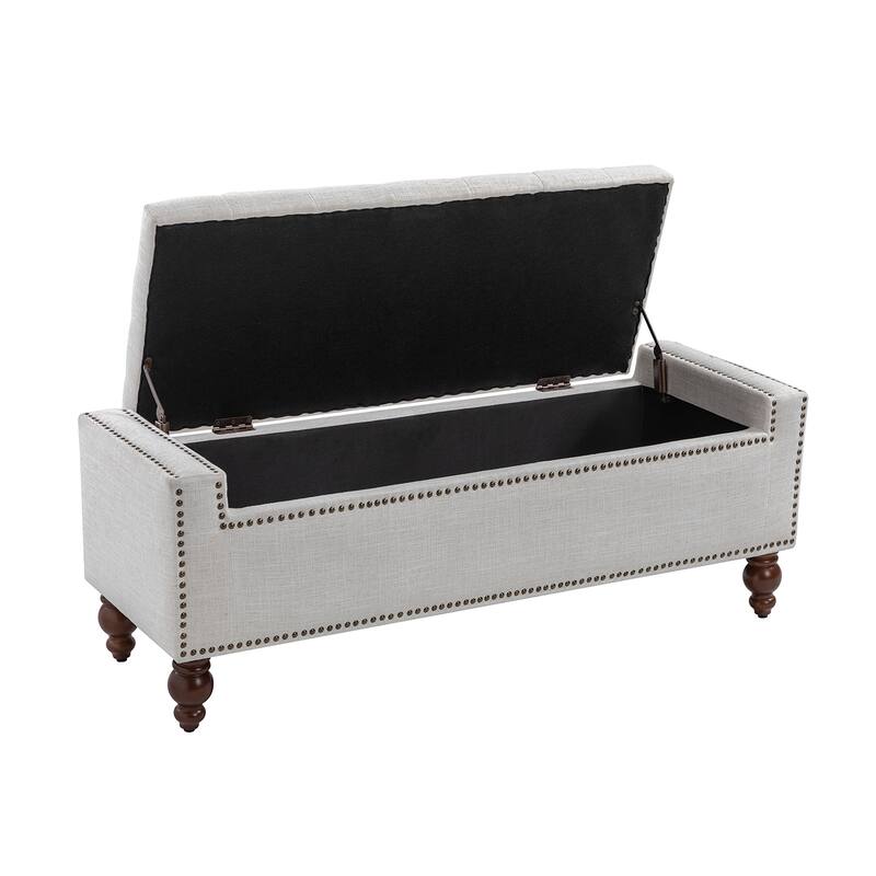 Felix Classic Button-Tufted Storage Bench With Nailhead Trims By HULALA HOME