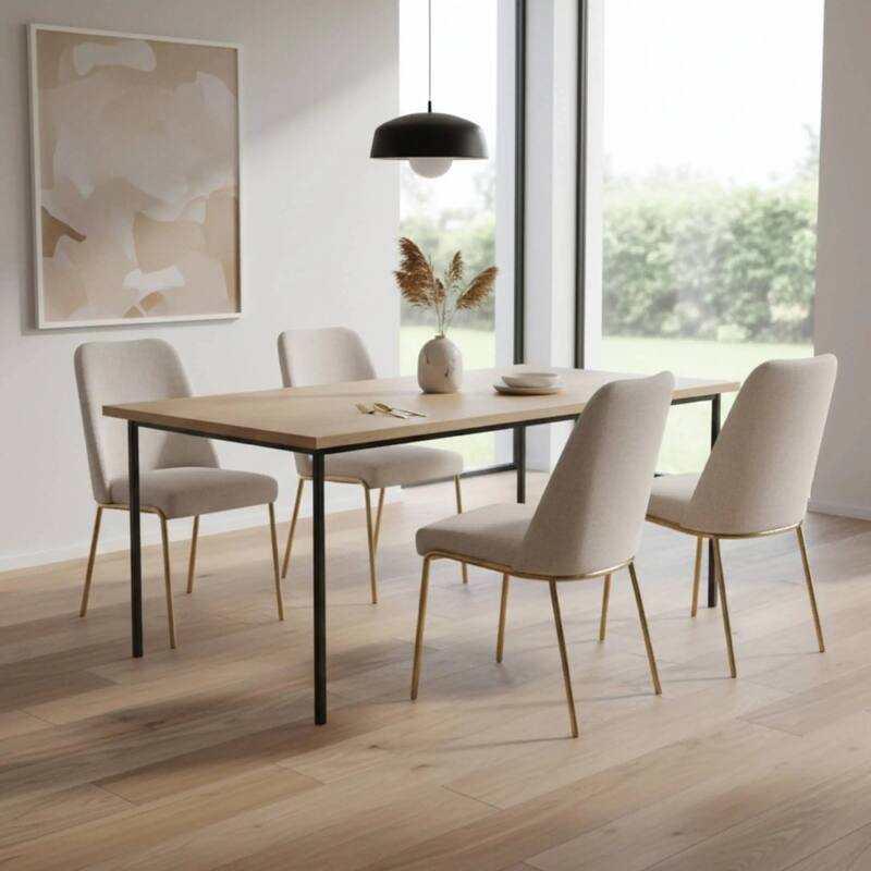 Lumen Modern Upholstered Kitchen Dining Chair with Gold Steel Legs Ergonomic Accent Chair