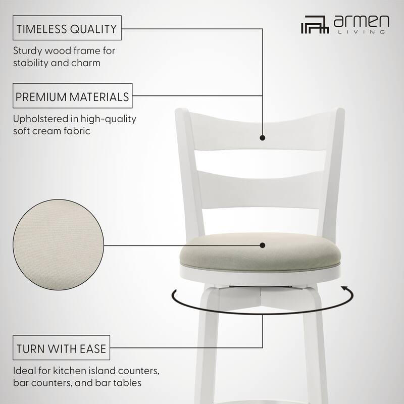 Blair Counter Height or Bar Height Rubberwood Barstool with Fabric Seat