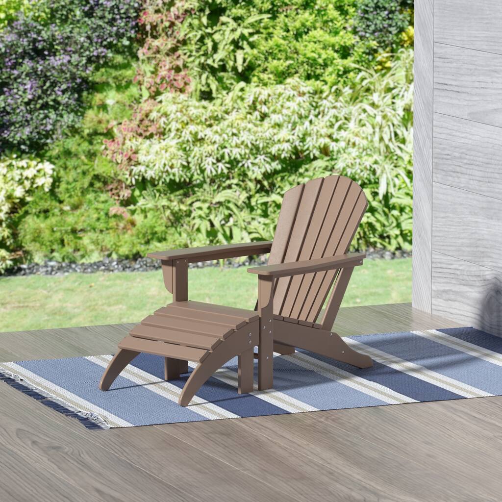 Altura Classic Outdoor Eco-Friendly All Weather Adirondack Chair with Ottoman (2-Piece Set)