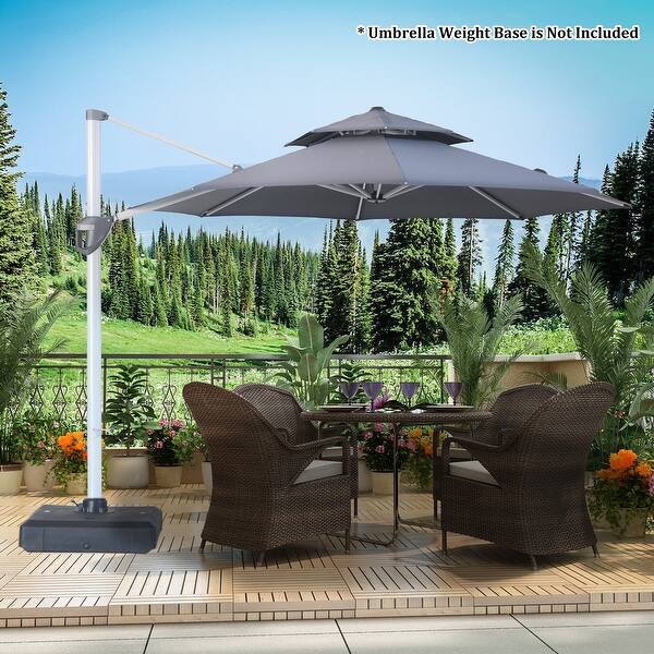 11 ft cantilever patio umbrella cover 11ft 8 Ribs Supporting Bar Replacement Canopy Covered Living resistant aluminum frame and powder Clihome 11ft Patio Cantilever Octagonal