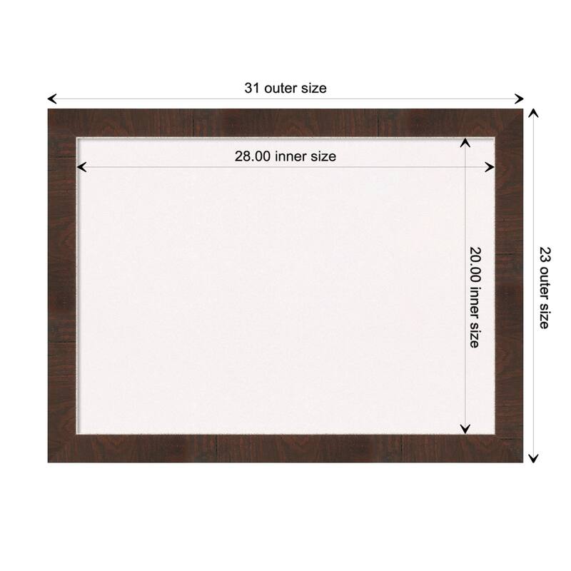 Wildwood Brown Narrow Framed White Corkboard Bulletin Board - Board Size 28x20