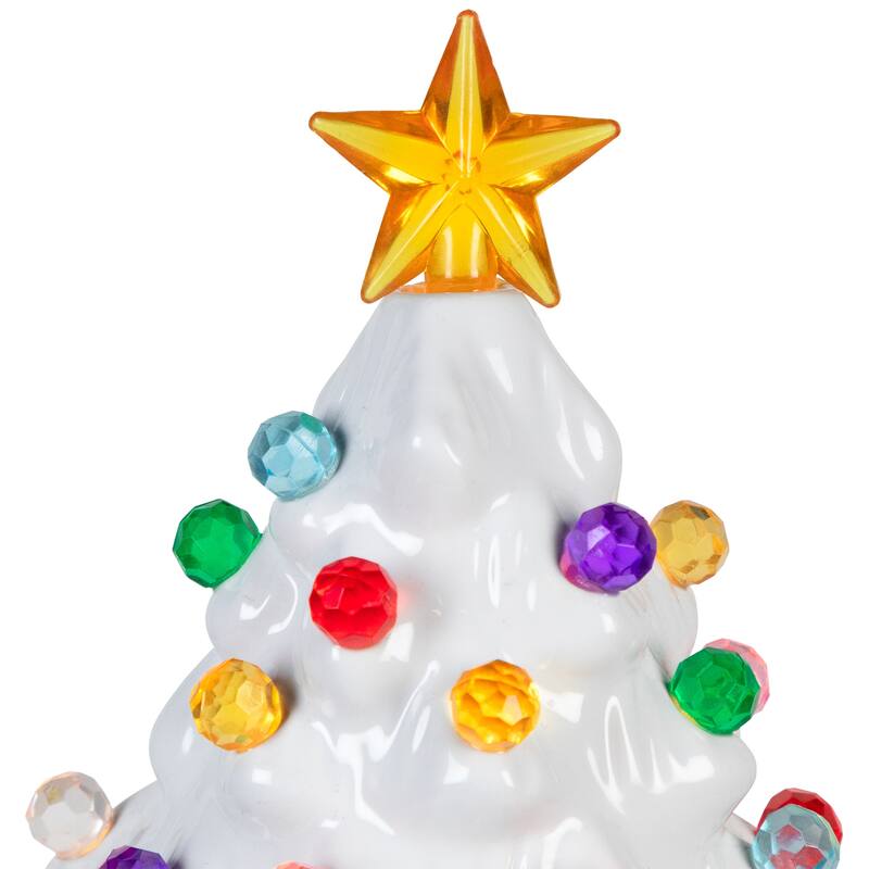 Retro Tree Ceramic Christmas Night Light - 7" - White