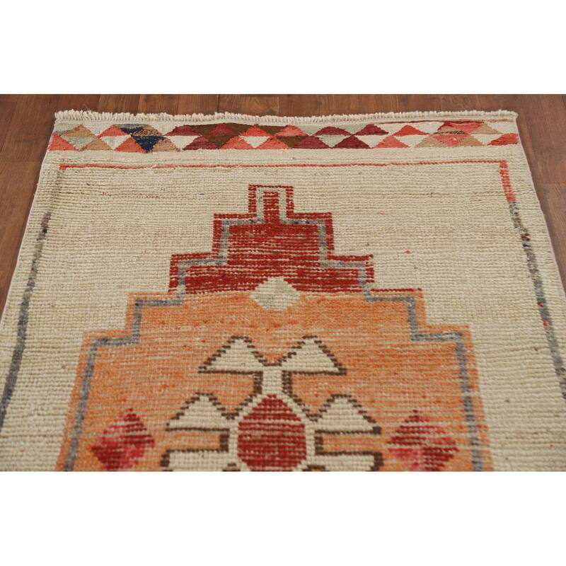 Plush Natural Dye Anatolian Turkish Runner Rug Handmade Wool Carpet - 3'1"x 11'10"