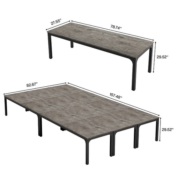 dimension image slide 7 of 9, 6.5FT Conference Meeting Seminar Business Table Set for 16-20 Person (Set of 6)