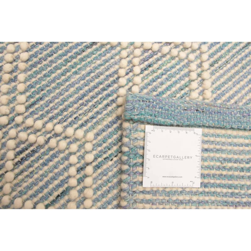 ECARPETGALLERY Braid weave Sienna Blue Wool Rug - 5'3 x 7'5