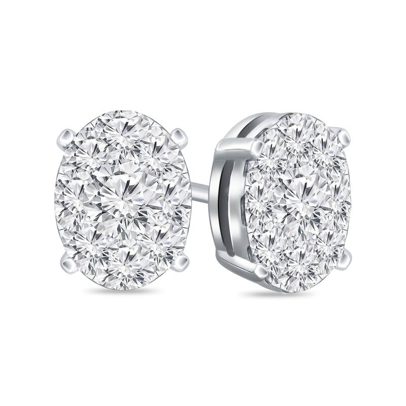 Auriya 14k Gold 3/4ctw Oval Pave Diamond Stud Earrings