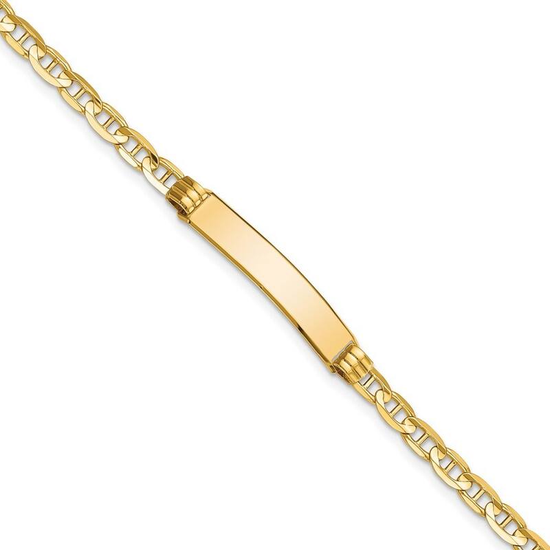 Curata 10k Yellow Gold Engravable 5.1mm Mariner Anchor Link ID Bracelet