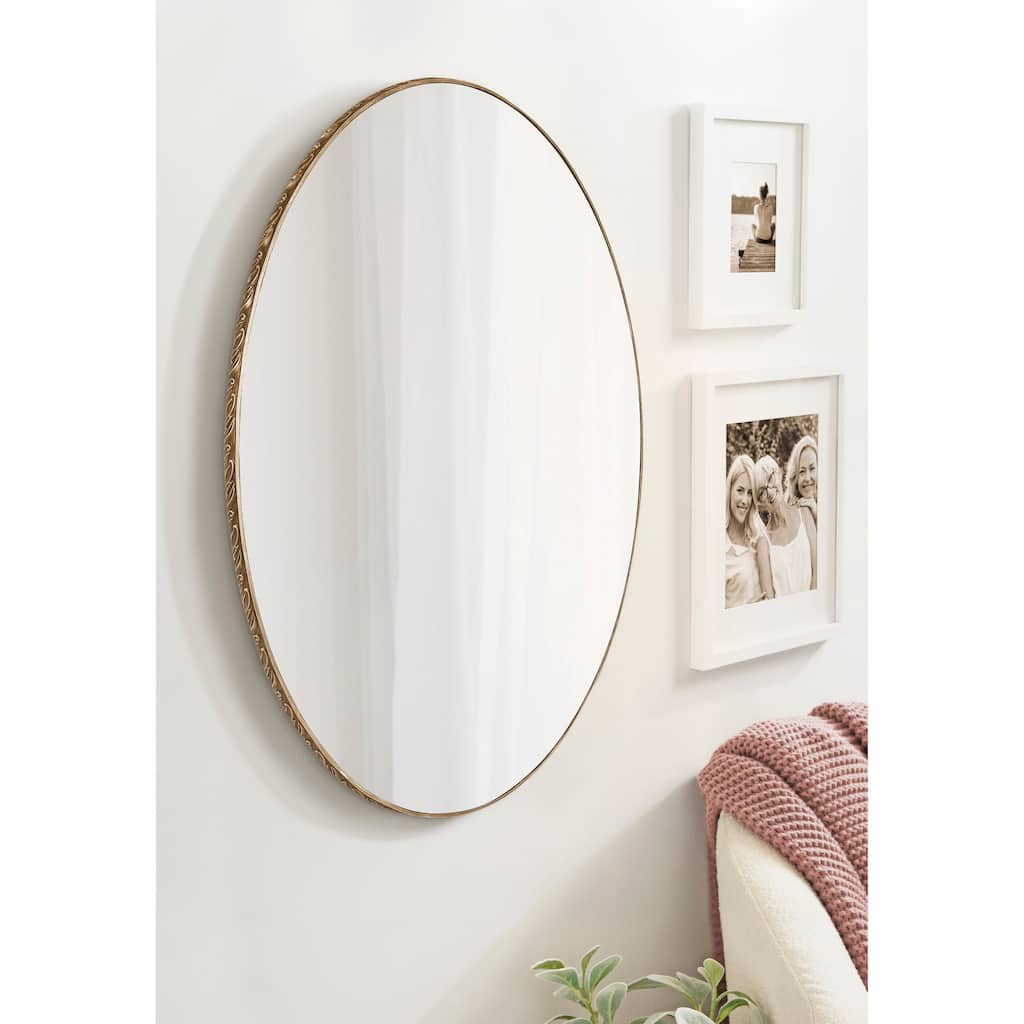 Kate and Laurel Elmora Leaf Embossed Oval Wall Mirror - 23x32