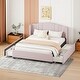 preview thumbnail 2 of 16, Upholstered Platform Bed with Wingback Headboard and 4 Drawers, No Box Spring Needed, Linen Fabric, Queen Size Pink