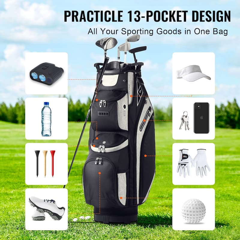 Golf Cart Bag with 14 Way Organizer Divider Top, Durable Golf Bags with Handles & Dust Cover & Detachable Straps for Men & Women