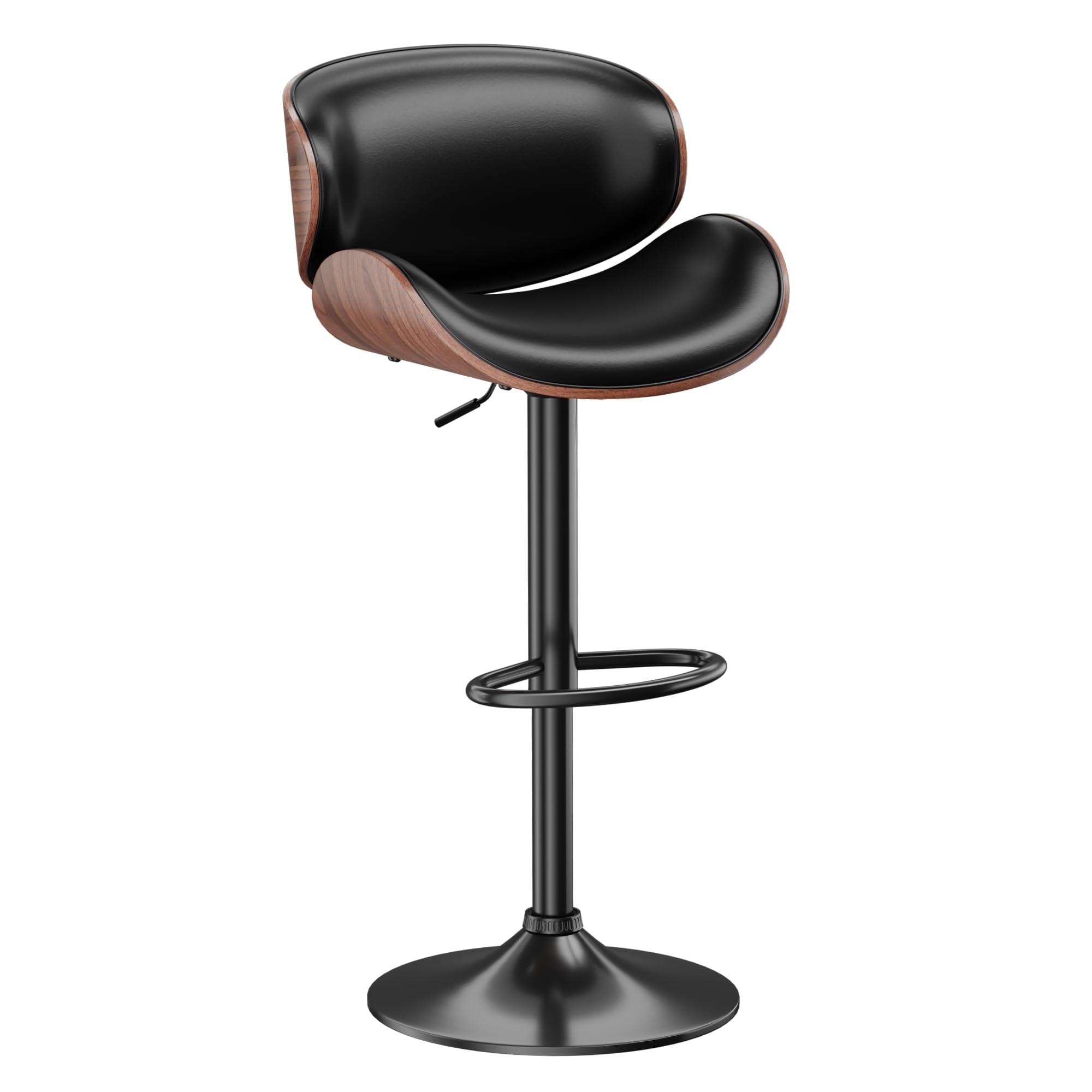 Black leather adjustable deals bar stools