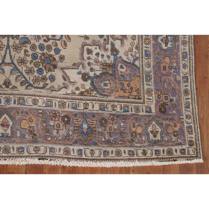 Traditional Tabriz Persian Vintage Rug Hand-Knotted Wool Carpet - 6'10"x 9'10"