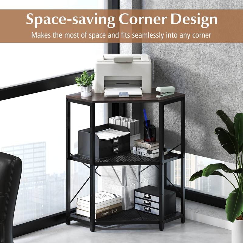 Costway Corner Printer Stand with Charging Station Adjustable Metal - See Details