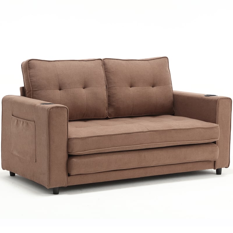 3-in-1 Upholstered Futon Sofa Convertible Floor Sofa bed