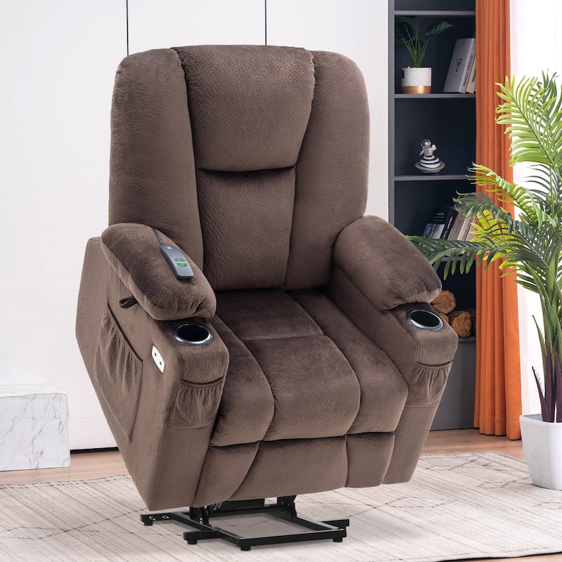 MCombo Electric Power Lift Recliner Chair with Extended Footrest, Fabric 7507