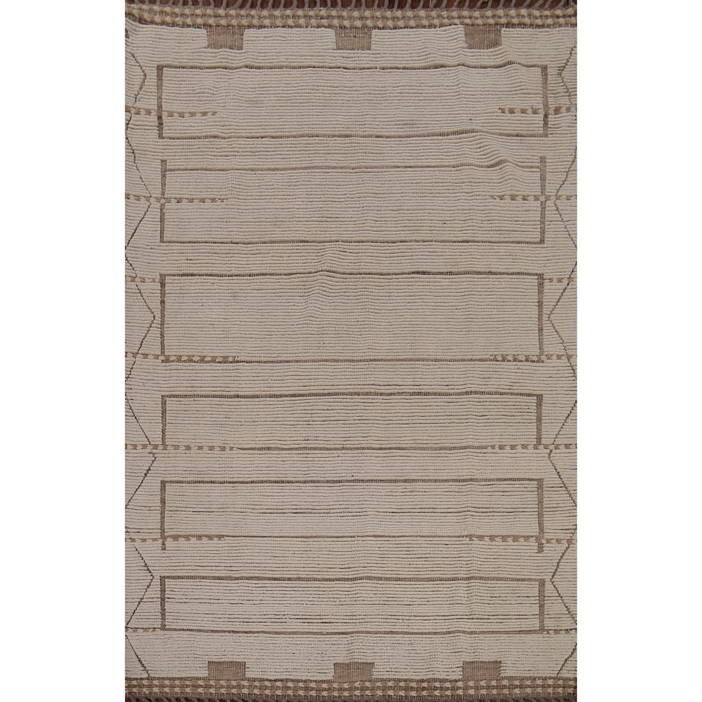 Earth Tone Moroccan Oriental Area Rug Handmade Wool Carpet - 6'0"x 9'4"