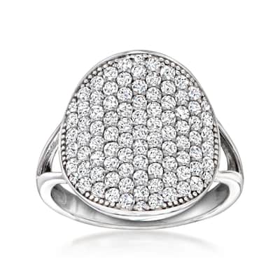 925 Sterling Silver White Natural Zircon Cluster Ring