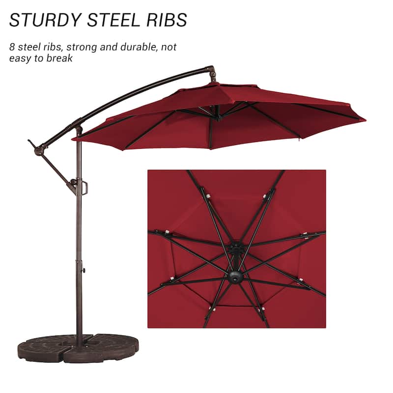 Clihome 10 Ft Patio Offset Cantilever Hanging Canopy Umbrella