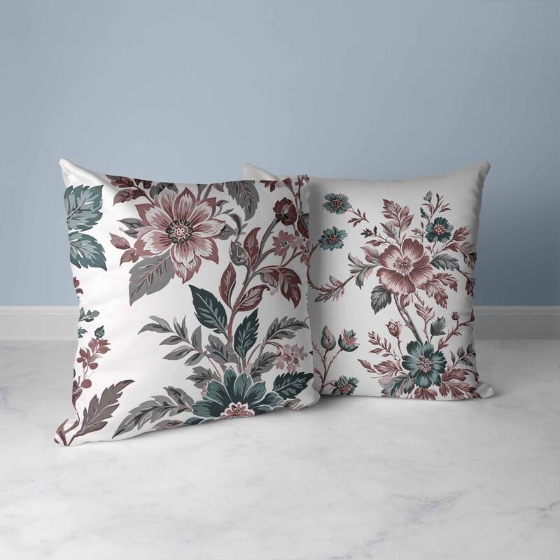 Cobalt Meadow Faux Suede Reversible Throw Pillow Red and Green