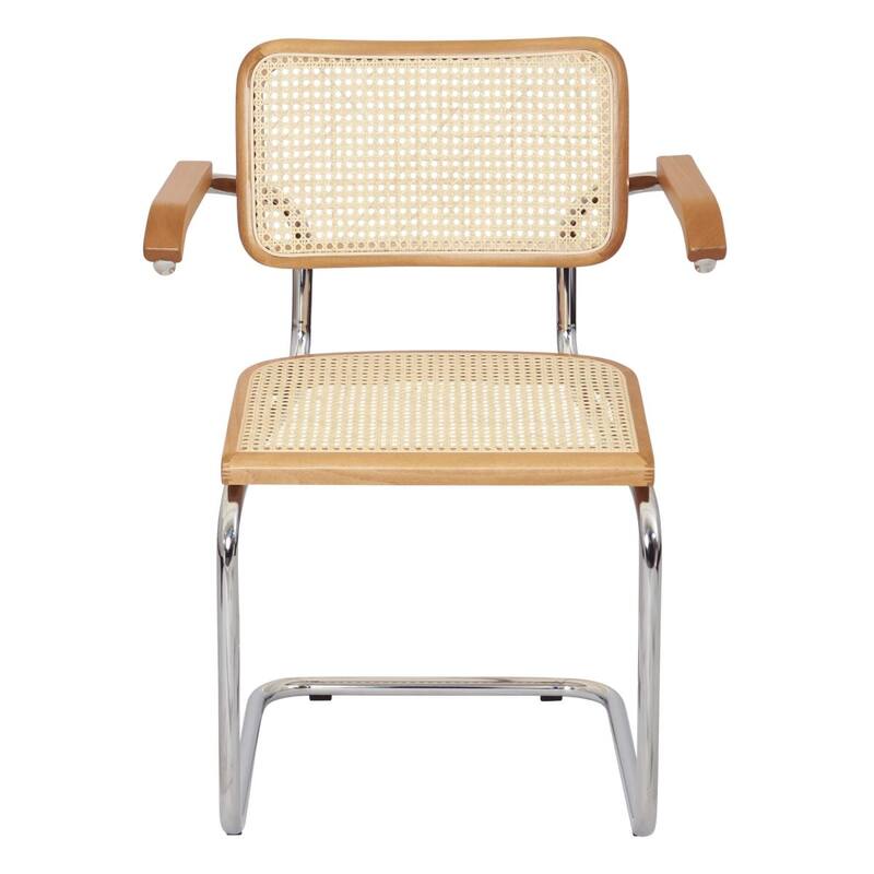 Breuer Chair Company Marcel Breuer Cesca Cane Cantilever Armchair Arm Chair w/ Chrome Steel Frame (Various Wood & Cane Colors)