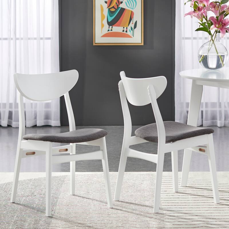 Simple Living Solid Beechwood Tania Dining Chair (Set of 2) - Set of 2 - White/Grey - Dining Height