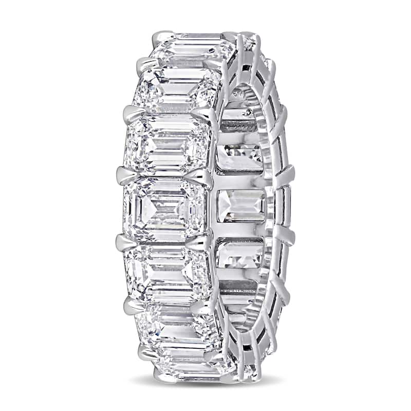 Miadora 11 1/3ct TDW Certified Emerald-Cut Diamond Eternity Ring in 18k White Gold
