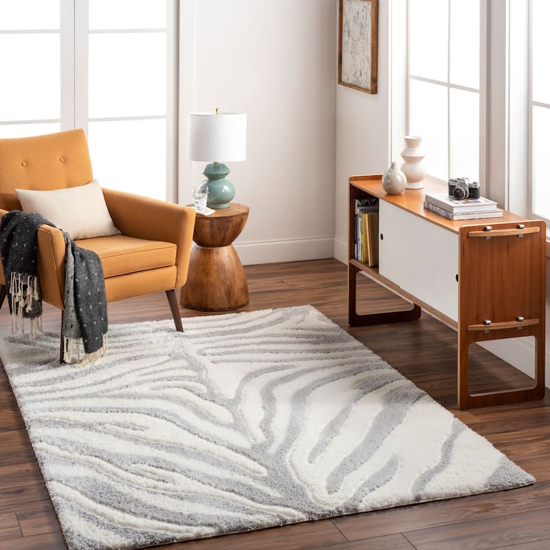 Livabliss Nomadic Animal Print Plush Area Rug - 7' 10" x 10' - Grey