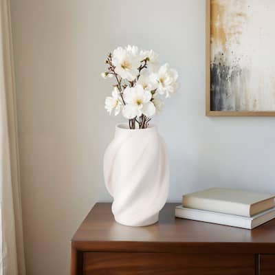 Sagebrook Home Murano 3D Printed Vase, White