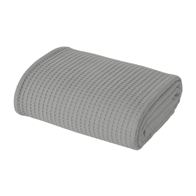 Modern Threads 100-Percent Cotton Waffle Thermal Blanket - Twin - Light Grey